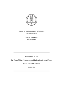 The Role of Direct Democracy and Federalism in Local Power