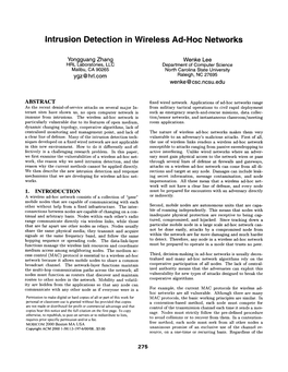 Intrusion Detection in Wireless Ad-Hoc Networks