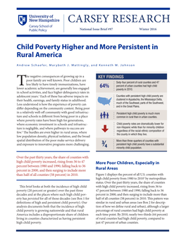 Child Poverty Higher and More Persistent in Rural America