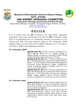 J&K Expert Appraisal Committee N O T I