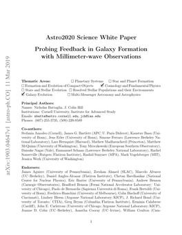 Astro2020 Science White Paper Probing Feedback in Galaxy Formation with Millimeter-Wave Observations