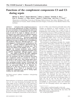 Functions of the Complement Components C3 and C5 During Sepsis