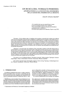 En Busca Del Verraco Perdido. Aportaciones a La Escultura Zoomorfa De La Edad Del Hierro En La Meseta