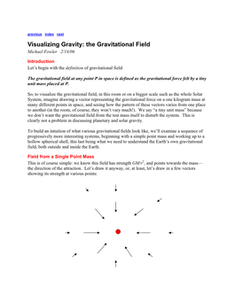 Gravitational Field Michael Fowler 2/14/06