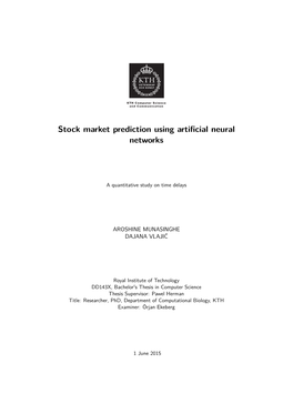 Stock Market Prediction Using Artificial Neural Networks