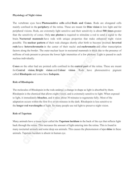 Physiology of Night Vision