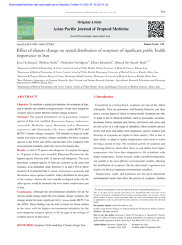 Effect of Climate Change on Spatial Distribution of Scorpions of Significant Public Health Importance in Iran