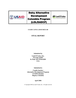 Dairy Alternative Development Colombia Program (LOL/DADCP)