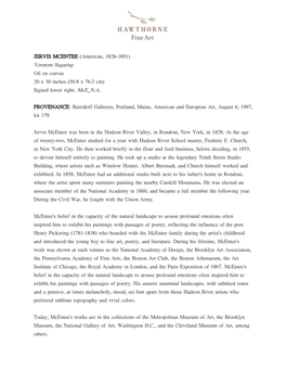 JERVIS MCENTEE (American, 1828-1891) Vermont Sugaring Oil on Canvas 20 X 30 Inches (50.8 X 76.2 Cm) Signed Lower Right: Mce N.A