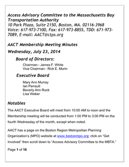 Access Advisory Committee to the MBTA (AACT)