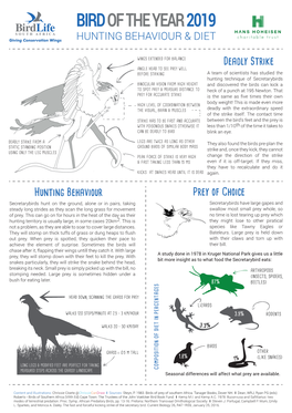 Bird of the Year 2019 – Secretarybird – Hunting Factsheet 2