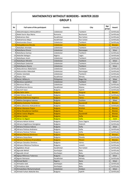 Mathematics Without Borders - Winter 2020 Group 1