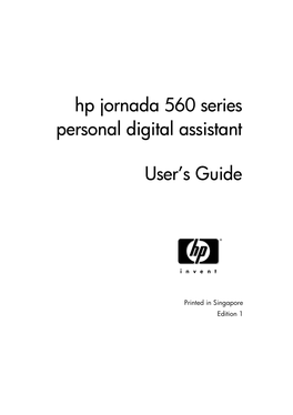 Hp Jornada 560 Series Personal Digital Assistant User's Guide