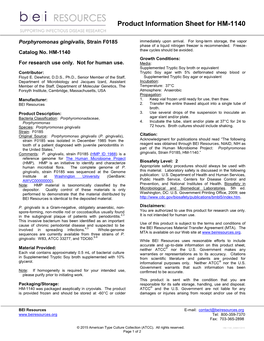 Porphyromonas Gingivalis, Strain F0185 Catalog