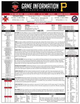 Tribe Tips 2019 at a GLANCE Day Games: 3-1 LAST NIGHT: the Tribe Suffered a 3-1 Loss in 10 Innings to the Bats on Saturday Night