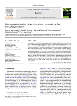 Plasma Protein Binding of Tetrodotoxin in the Marine Puffer Fish Takifugu