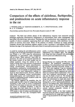 And Prednisolone on Acute Inflammatory Response in the Rat