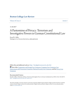 Terrorism and Investigative Powers in German Constitutional Law Russell A