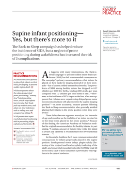 Supine Infant Positioning— Yes, but There's More to It