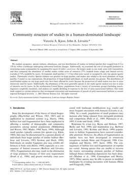 Community Structure of Snakes in a Human-Dominated Landscape