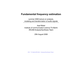 Fundamental Frequency Estimation