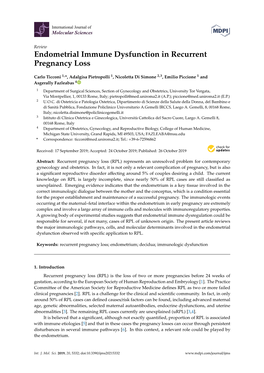 Endometrial Immune Dysfunction in Recurrent Pregnancy Loss