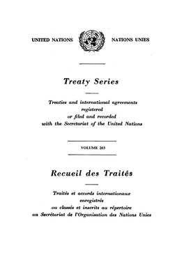 Treaty Series Recueil Des Traites