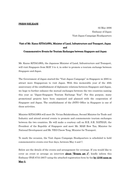 PRESS RELEASE 02 May 2006 Embassy of Japan Visit Japan Campaign Headquarters