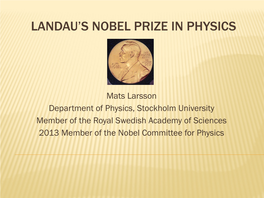How to Get a Nobel Prize in Physics