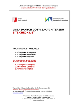 Lista Danych Dotyczących Terenu Site Check List