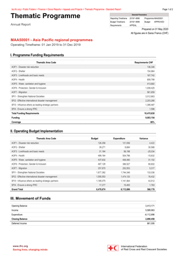 Thematic Programme - Standard Report Page 1 of 2