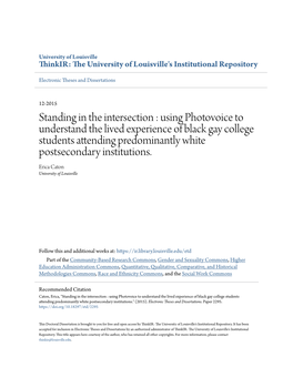 Standing in the Intersection : Using Photovoice to Understand the Lived