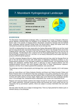 7. Moorebank Hydrogeological Landscape