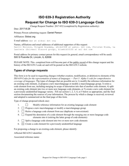 ISO 639-3 Code Split Request Template