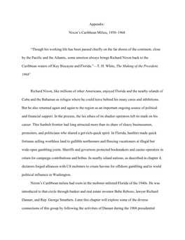 Appendix: Nixon's Caribbean Milieu, 1950–1968 “Though His Working Life Has Been Passed Chiefly on the Far Shores of the C