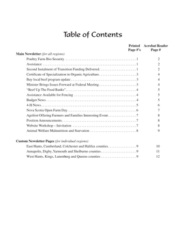 Table of Contents