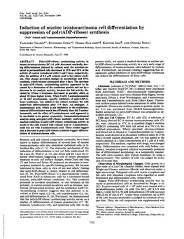 Suppression of Poly(ADP-Ribose)