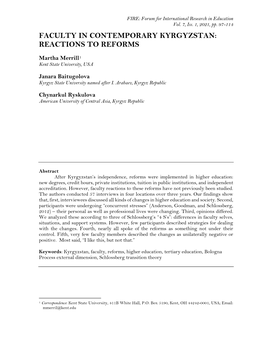 Reactions to Reforms