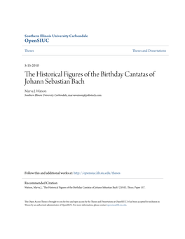 The Historical Figures of the Birthday Cantatas of Johann Sebastian Bach