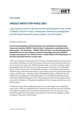 Unesco Artist for Peace 2021