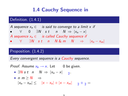 1.4 Cauchy Sequence in R