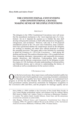 The Constitutional Conventions and Constitutional Change: Making Sense of Multiple Intentions