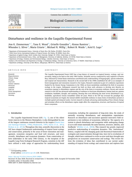 Disturbance and Resilience in the Luquillo Experimental Forest