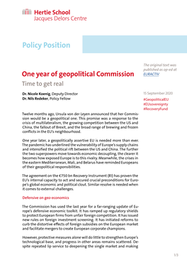 One Year of Geopolitical Commission EURACTIV