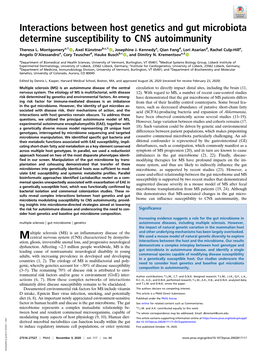 Interactions Between Host Genetics and Gut Microbiota Determine Susceptibility to CNS Autoimmunity