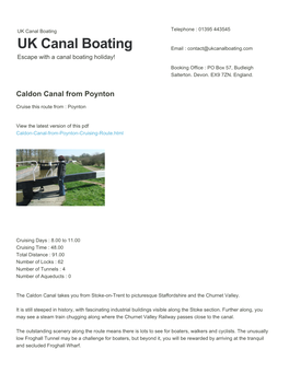 Caldon Canal from Poynton | UK Canal Boating