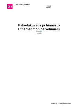 Palvelukuvaus Ja Hinnasto Ethernet Monipalvelunielu Versio 1.2 1.5.2020