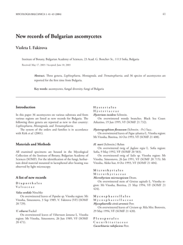 New Records of Bulgarian Ascomycetes