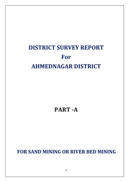 DISTRICT SURVEY REPORT for AHMEDNAGAR DISTRICT PART -A