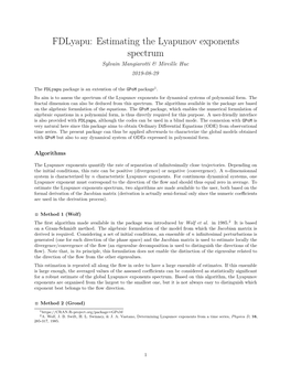 Fdlyapu: Estimating the Lyapunov Exponents Spectrum Sylvain Mangiarotti & Mireille Huc 2019-08-29